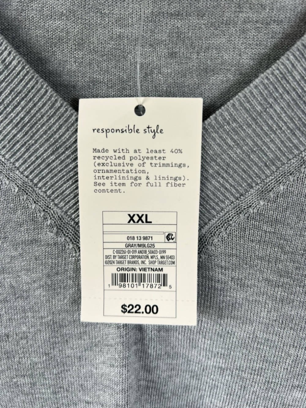 A New Day Lightweight V-Neck Sweater Heather Gray Long Sleeve Minimalist NEW 2XL - Picture 5 of 12